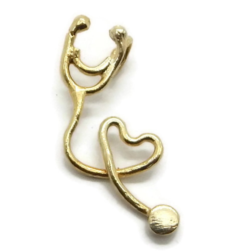 Stethoscope Pendant Charm 14k Yellow Gold!!